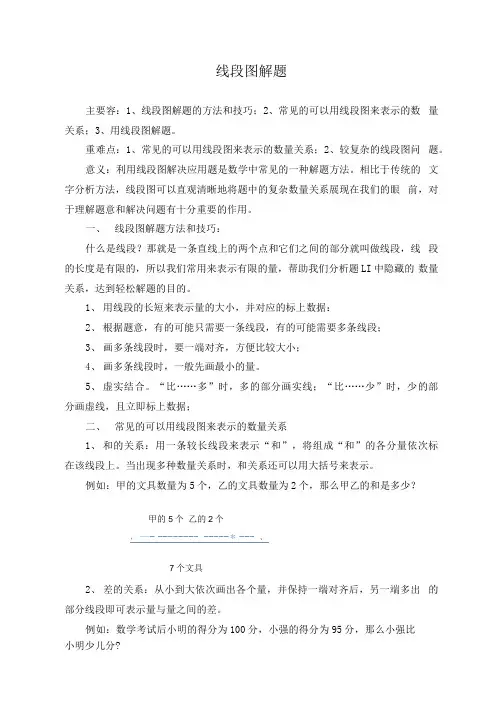 小学奥数解题技巧——线段图解题(含有练习题)