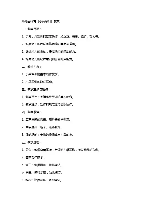 幼儿园体育《小兵军训》教案