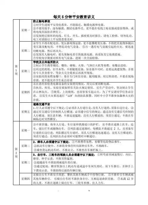 每天五分钟安全教育讲义