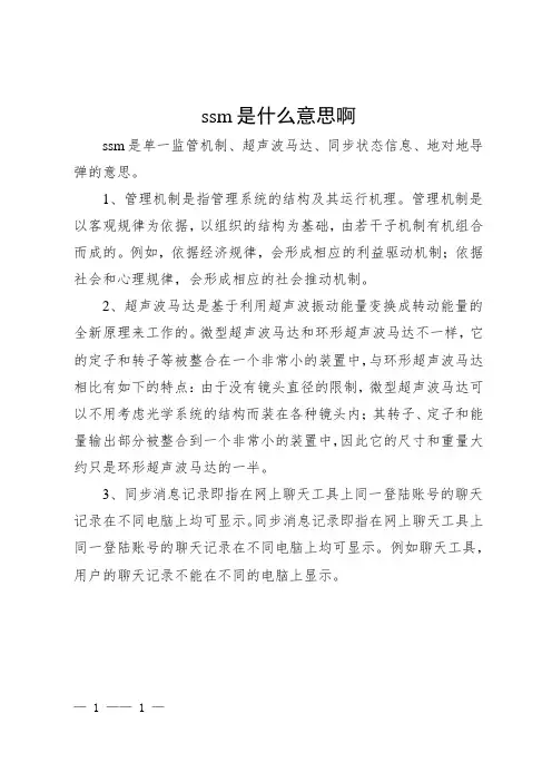 ssm是什么意思啊