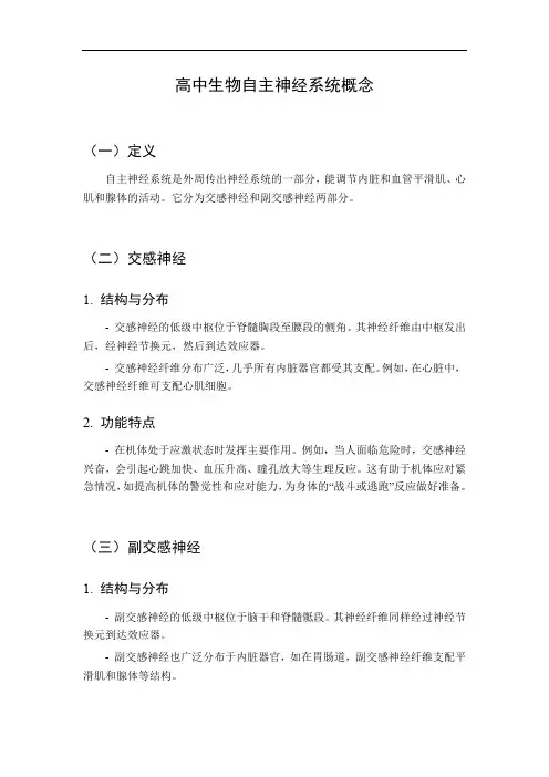 自主神经系统概念高中生物