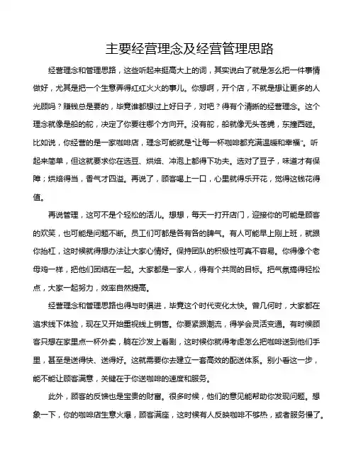 主要经营理念及经营管理思路