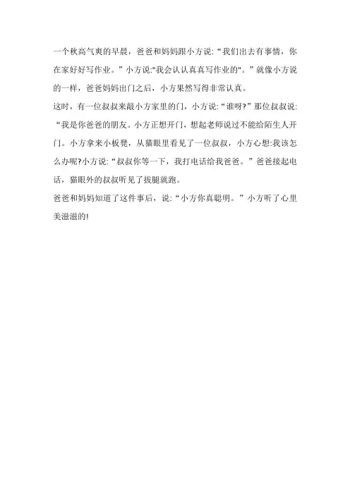 陌生人敲门作文三年级