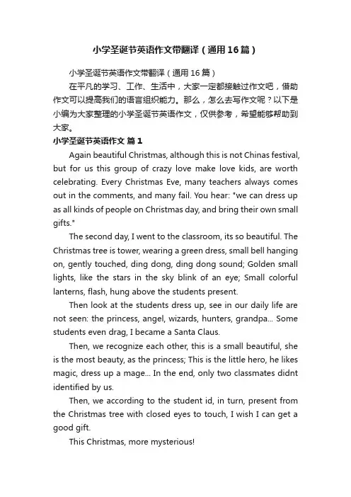小学圣诞节英语作文带翻译（通用16篇）