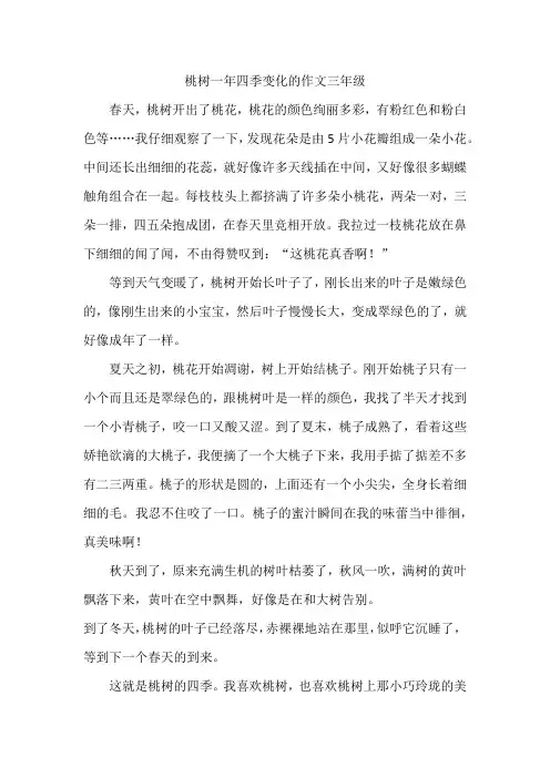 桃树一年四季变化的作文三年级