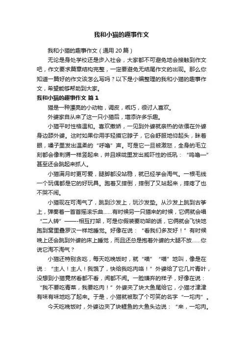 我和小猫的趣事作文（通用20篇）