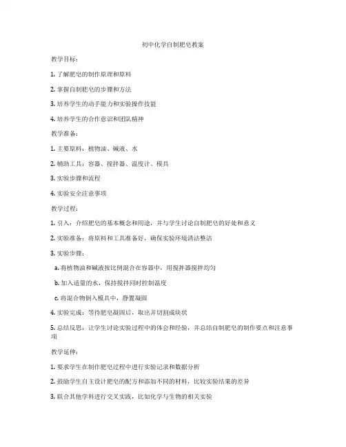 初中化学自制肥皂教案
