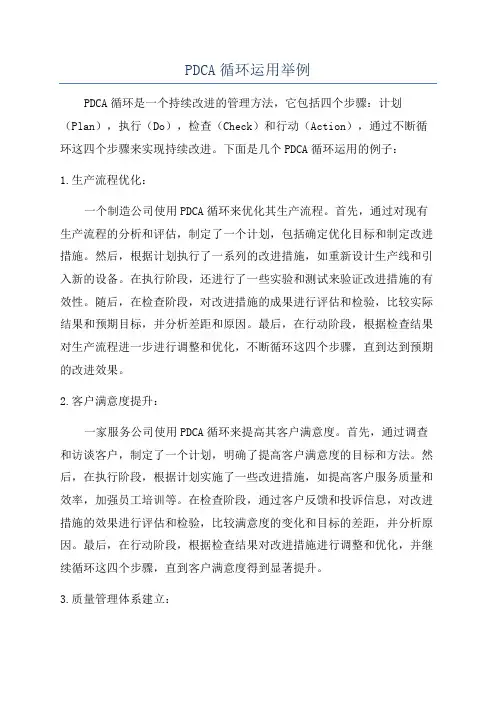 PDCA循环运用举例