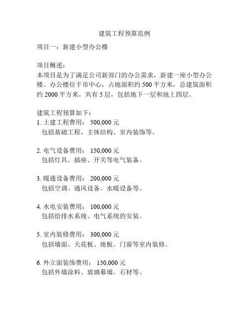 建筑工程预算范例