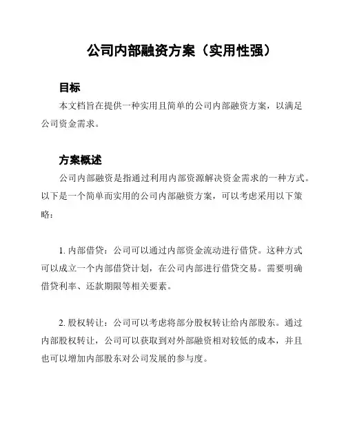 公司内部融资方案(实用性强)