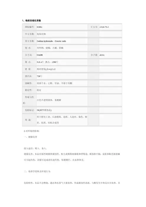 氢氧化钠 MSDS