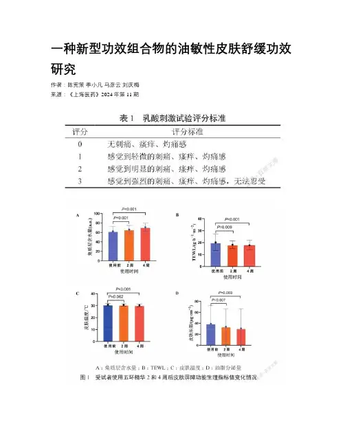 一种新型功效组合物的油敏性皮肤舒缓功效研究