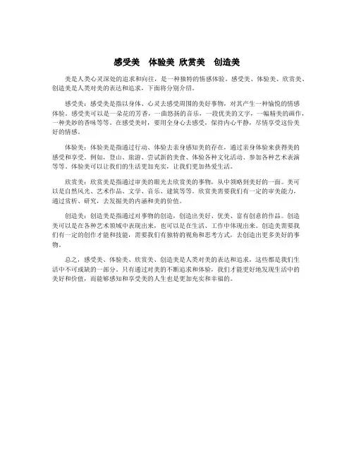 感受美  体验美 欣赏美  创造美