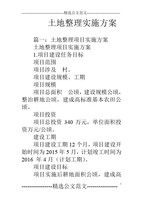 土地整理实施方案