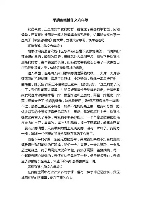 采摘猕猴桃作文六年级