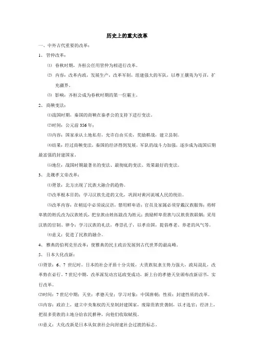 历史上的重大改革