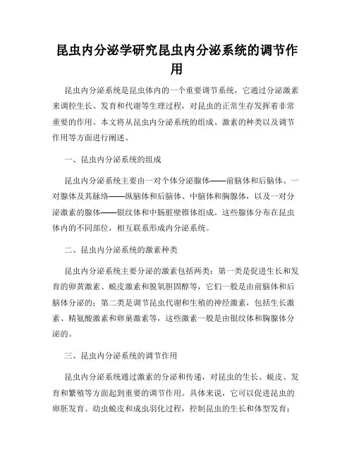 昆虫内分泌学研究昆虫内分泌系统的调节作用