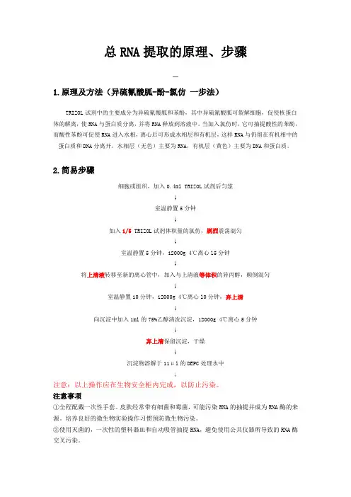 (完整版)总RNA提取的原理、步骤