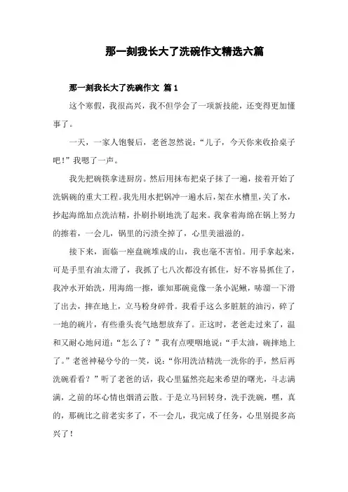 那一刻我长大了作文500字关于奶奶洗碗