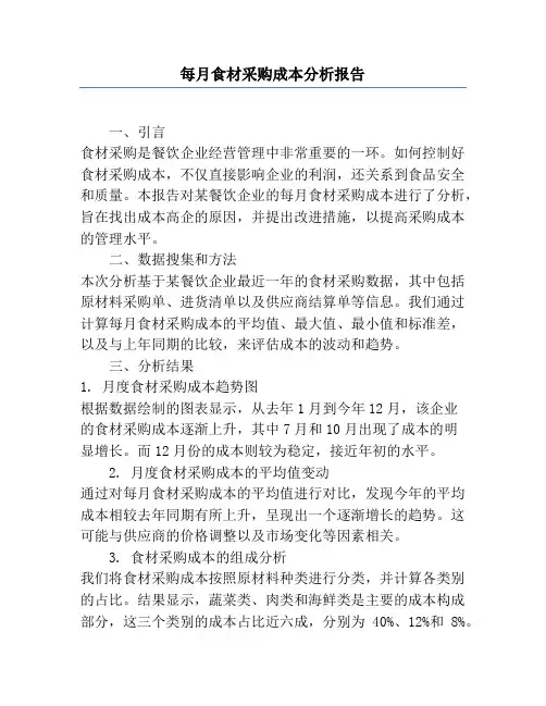每月食材采购成本分析报告