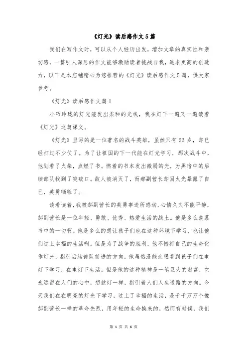 《灯光》读后感作文5篇