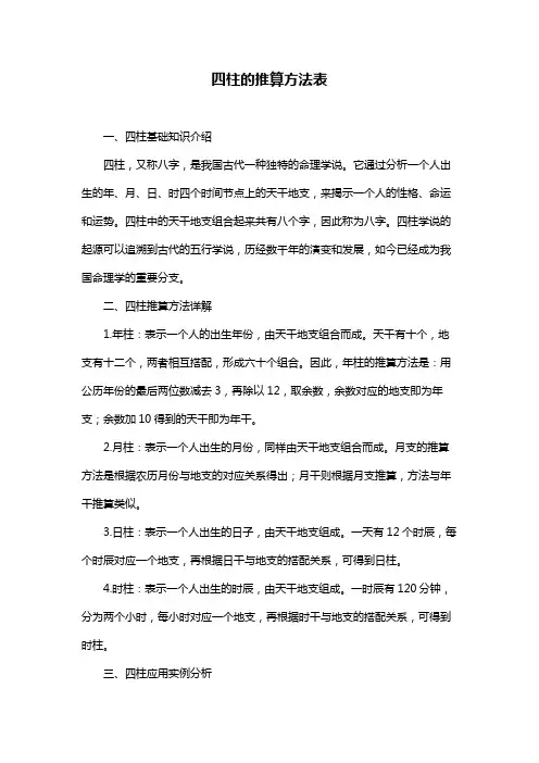 四柱的推算方法表