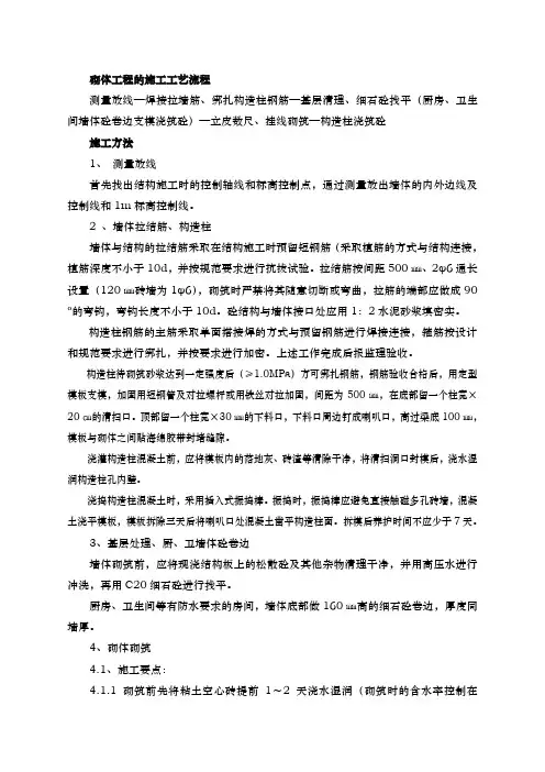 多孔砖砌体施工工艺标准