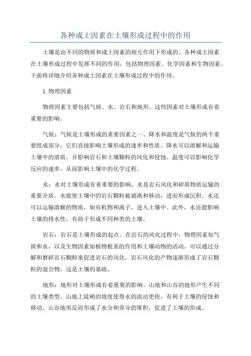各种成土因素在土壤形成过程中的作用