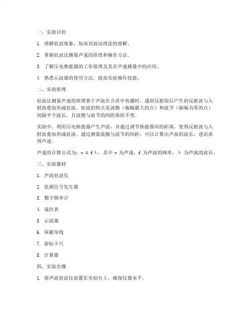 驻波法声速实验报告