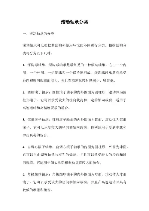 滚动轴承分类