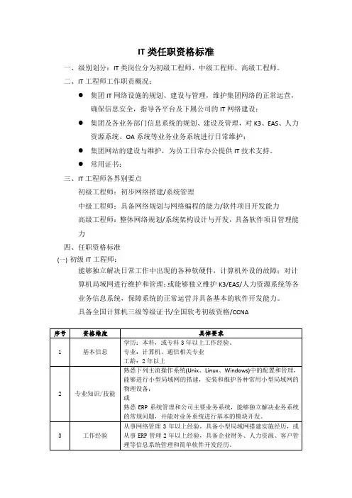 IT类任职资格标准