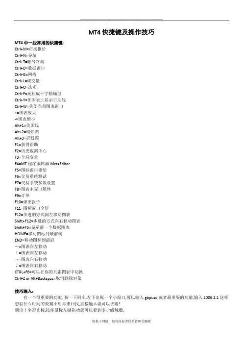 最新MT4快捷键及操作技巧