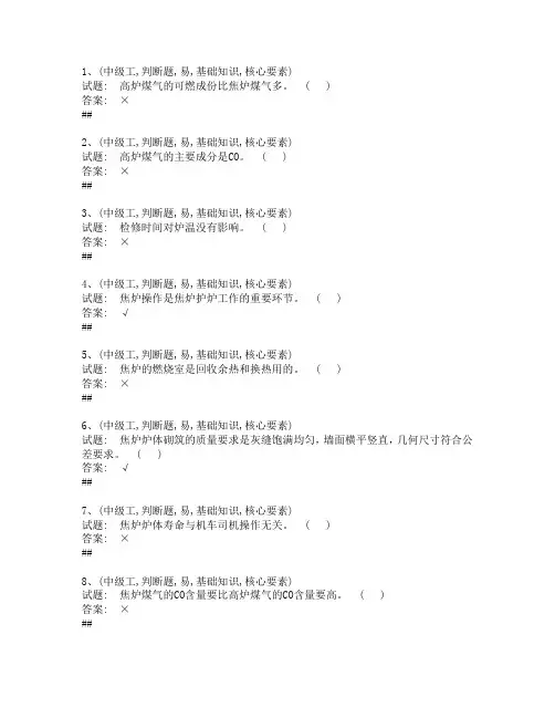 炼焦工(中级)