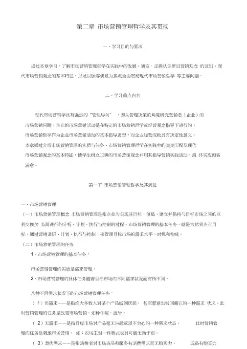 高教《市场营销学》第三版第二章市场营销管理哲学及其贯彻