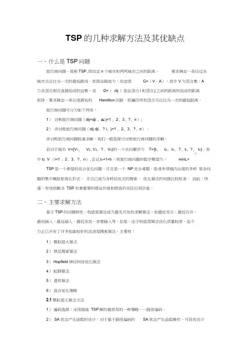 TSP的几种求解方法及其优缺点