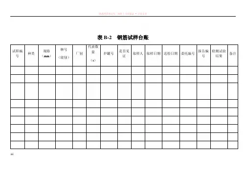 钢筋原材试验台账