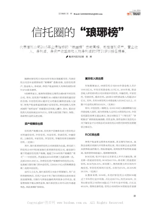 信托圈的“琅琊榜”