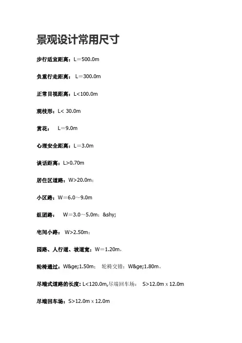 景观设计常用尺寸