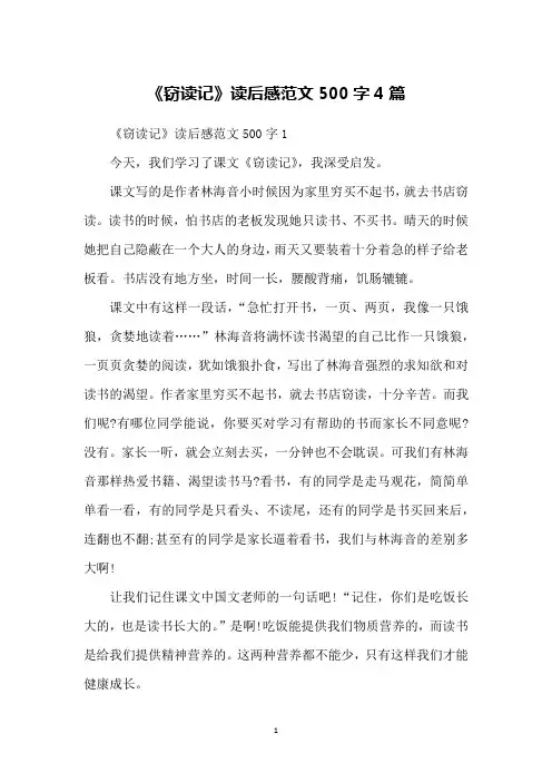 《窃读记》读后感范文500字4篇