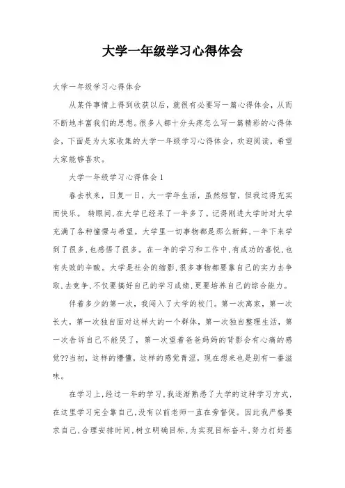 大学一年级学习心得体会