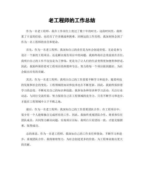 老工程师的工作总结