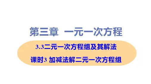 新沪科版七年级上册初中数学 课时3 加减法解二元一次方程组 教学课件