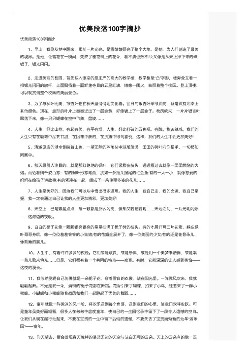 优美段落100字摘抄