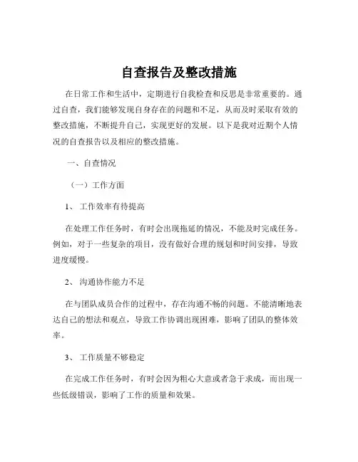 自查报告及整改措施