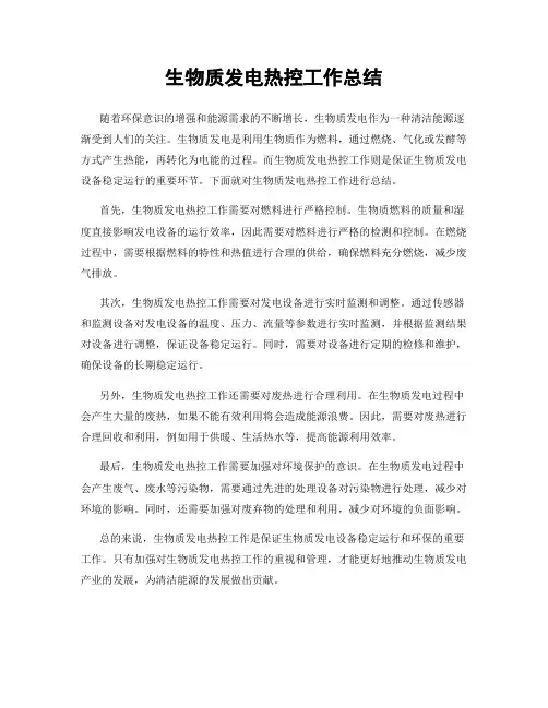 生物质发电热控工作总结