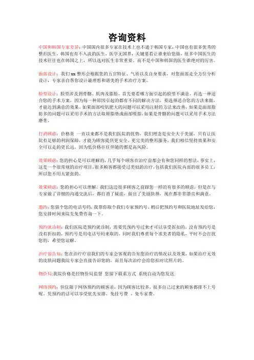 医美精华版咨询资料(内部参阅)