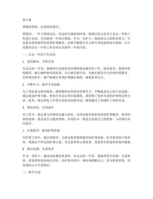 护士年终总结与新年计划(3篇)