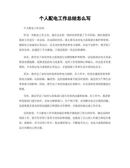 个人配电工作总结怎么写