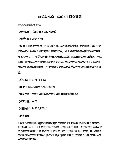 肺癌与肺癌共病的CT研究进展