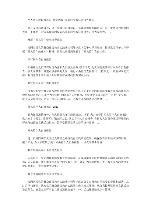 个人回头看自查报告【精品】